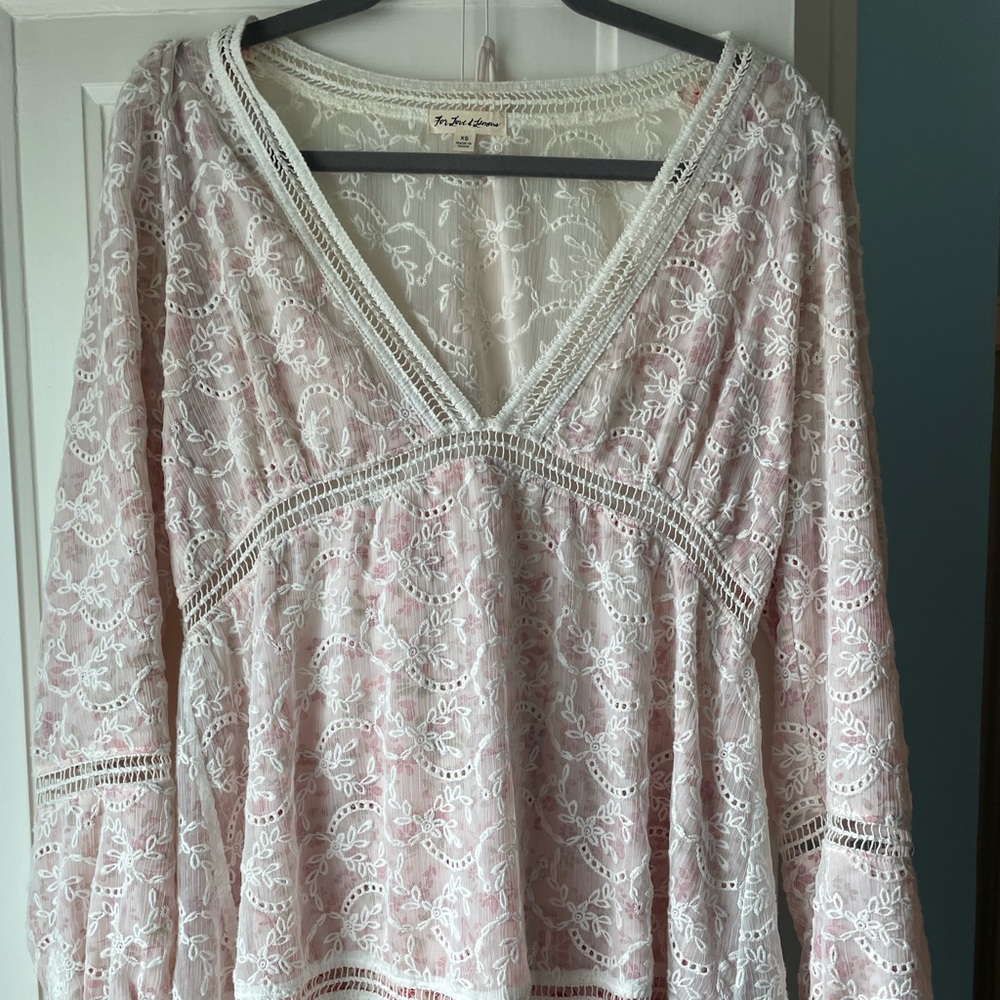 For Love & Lemons White and Pink Dress